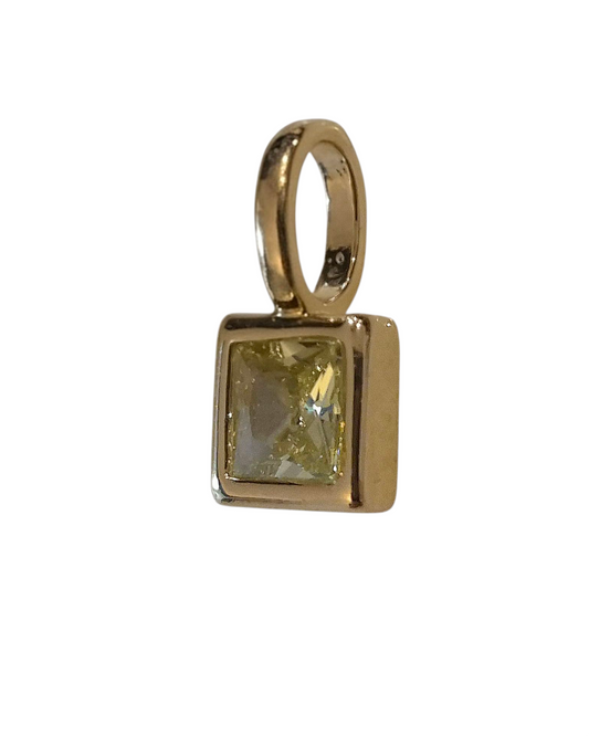 Square Birthstone - August - 18k Gold Plated Pendant Charm