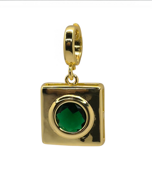 Emerald Lens - Pendant Charm in 18k Gold Plating