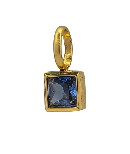 Square Birthstone - September - 18k Gold Plated Pendant Charm