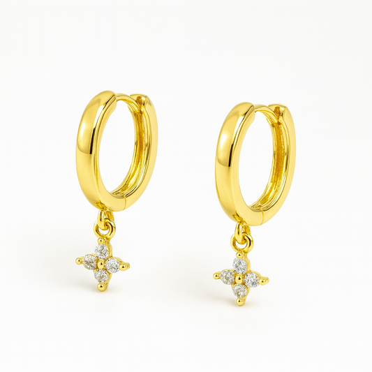 Dewdrop Blossom - Sterling Silver 18k Gold Plating Earrings