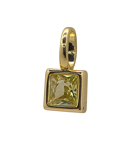 Square Birthstone - November - 18k Gold Plated Pendant Charm