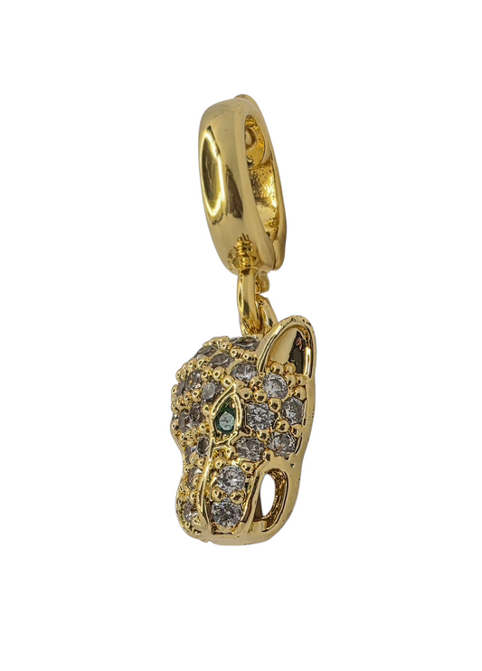 Emerald Panther - Pendant Charm in 18k Gold Plating