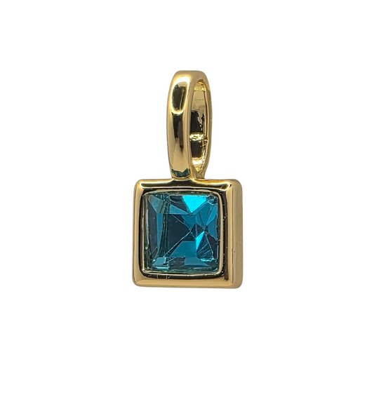 Square Birthstone - December - 18k Gold Plated Pendant Charm