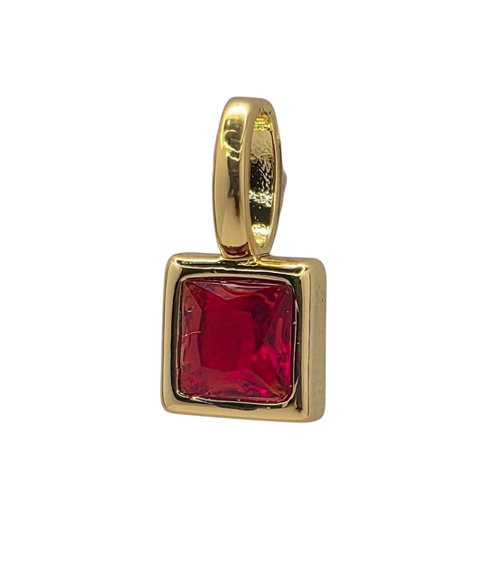Square Birthstone - January - 18k Gold Plated Pendant Charm