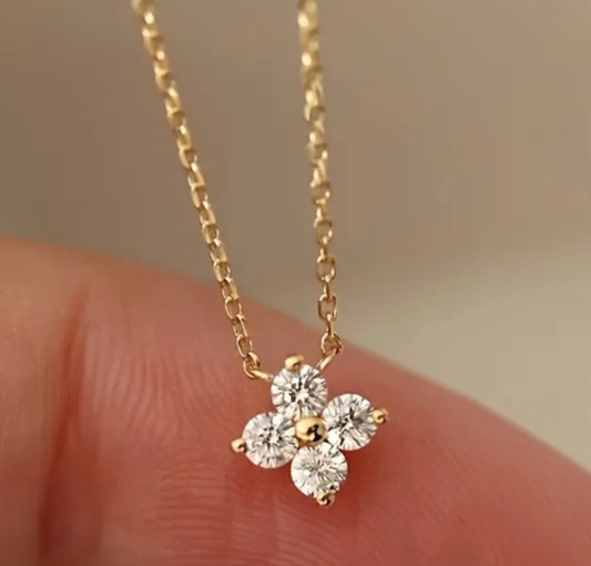 Dewdrop Blossom - Sterling Silver 18k Gold Plating Necklace