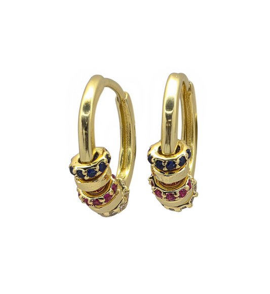 Trinity Gems - Sterling Silver Earrings in 18k Gold Plating