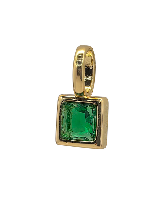 Square Birthstone - May - 18k Gold Plated Pendant Charm
