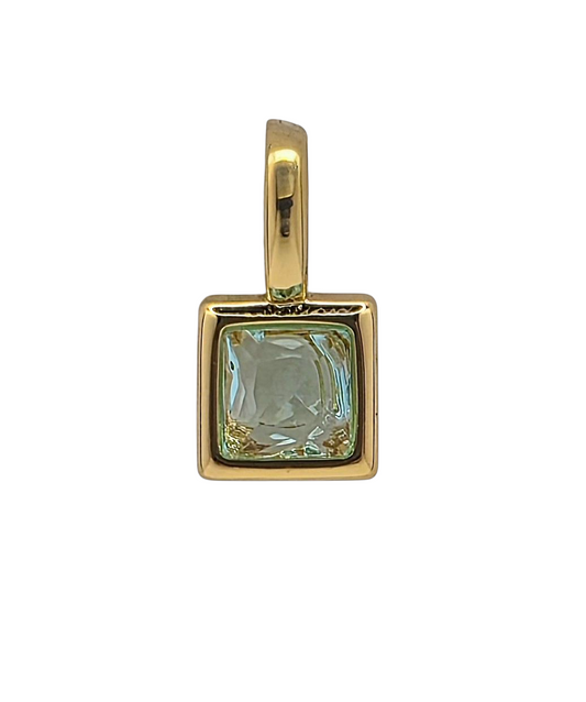 Square Birthstone - March - 18k Gold Plated Pendant Charm