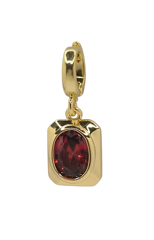 Red Gem - Pendant Charm in 18k Gold Plating