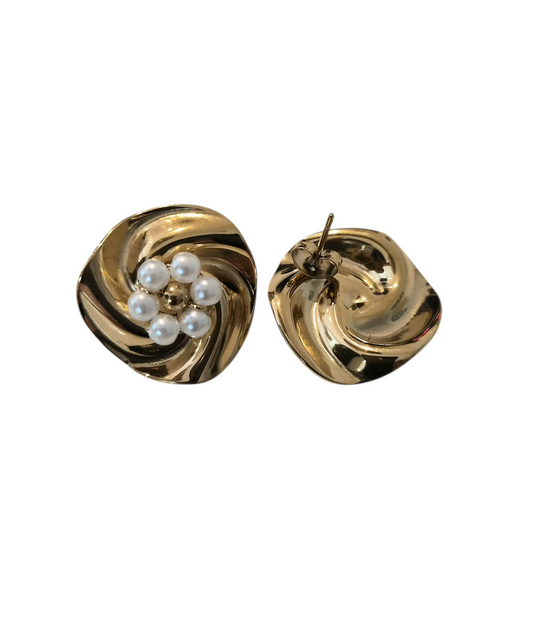 Golden Whirlpool - Earrings in Gold Plating