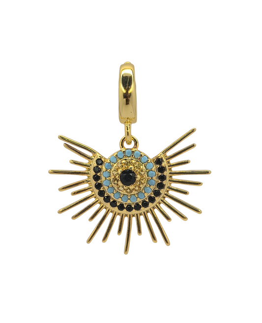 Evil Eye Sunburst - Pendant Charm in 18k Gold Plating