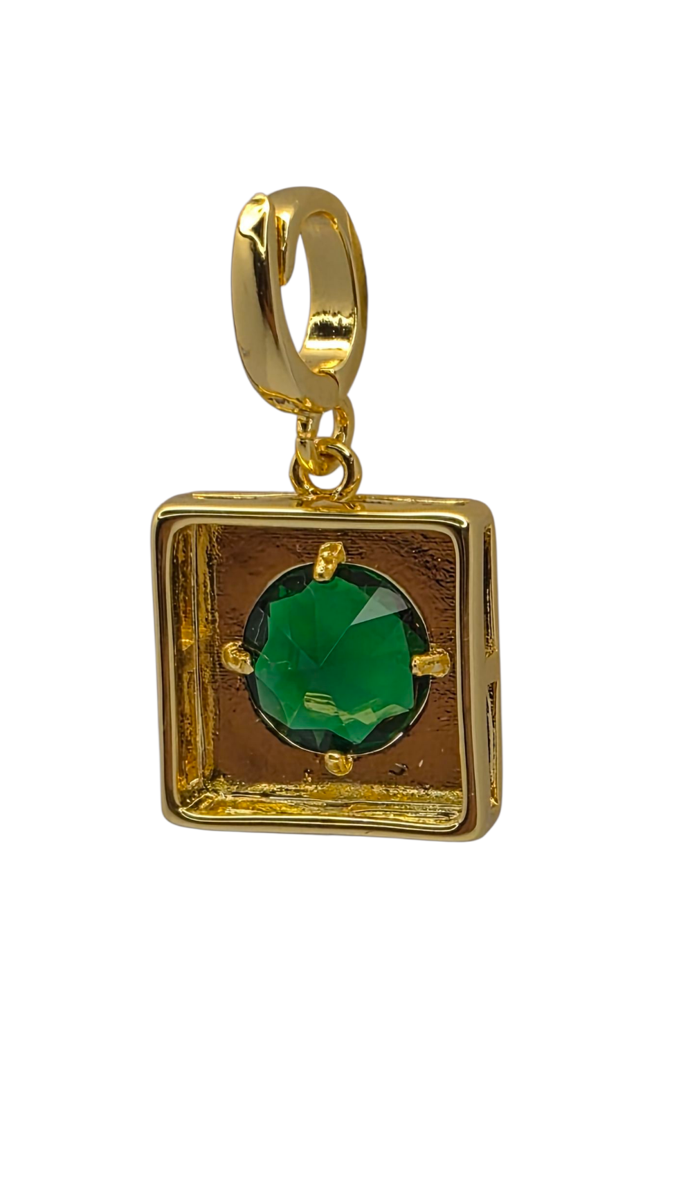 Emerald Lens - Pendant Charm in 18k Gold Plating