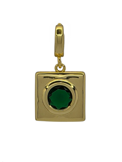 Emerald Lens - Pendant Charm in 18k Gold Plating