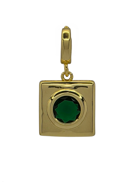 Emerald Lens - Pendant Charm in 18k Gold Plating