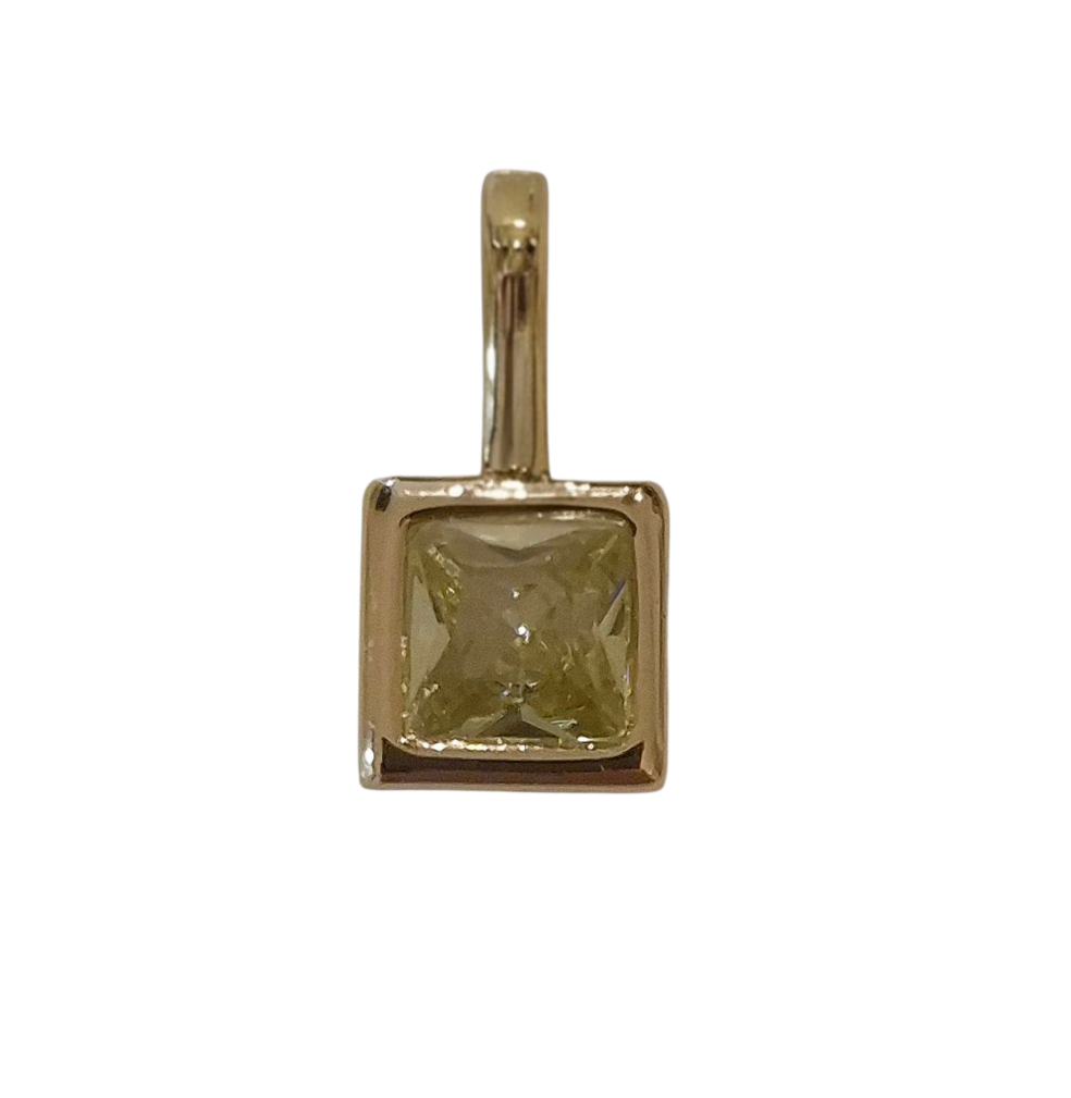 Square Birthstone - August - 18k Gold Plated Pendant Charm