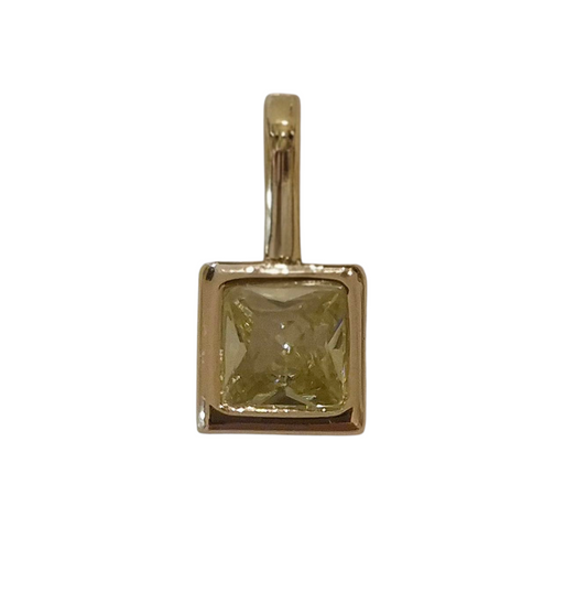 Square Birthstone - August - 18k Gold Plated Pendant Charm