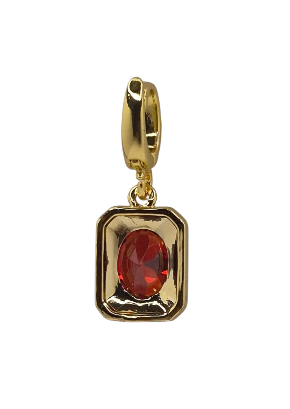 Red Gem - Pendant Charm in 18k Gold Plating