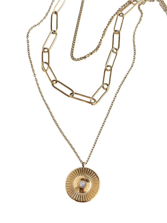 Solar medallion - Necklace in 18k Gold Plating