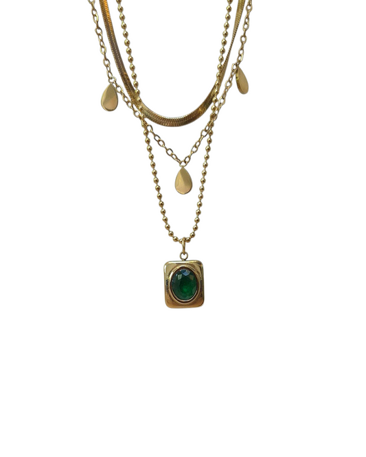 Emerald Majesty - Necklace in 18k Gold Plating