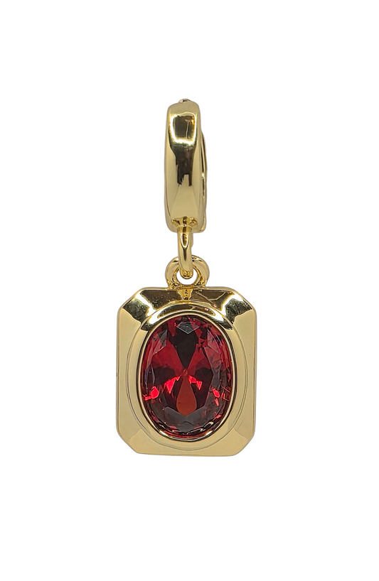 Red Gem - Pendant Charm in 18k Gold Plating
