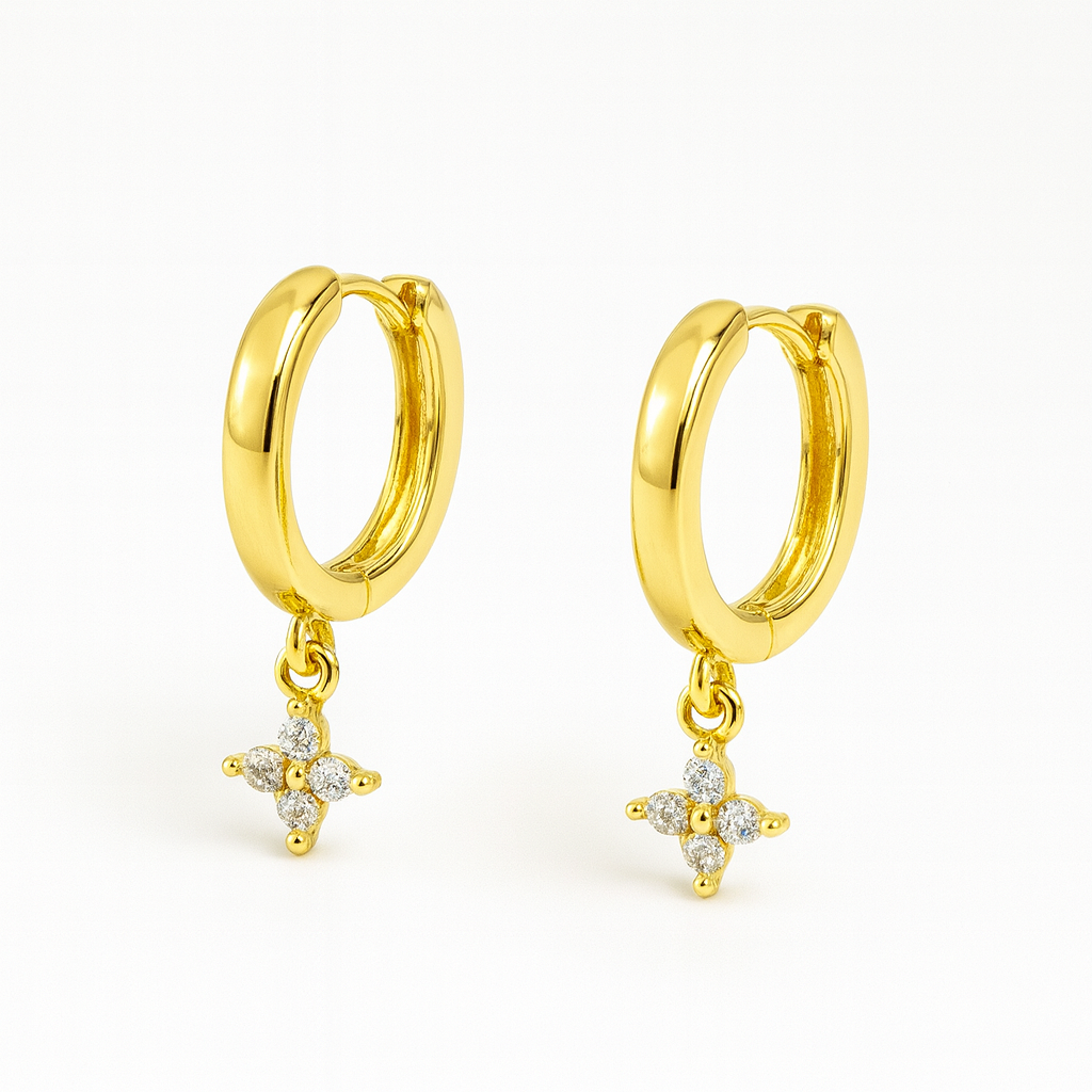 Dewdrop Blossom - Sterling Silver 18k Gold Plating Earrings