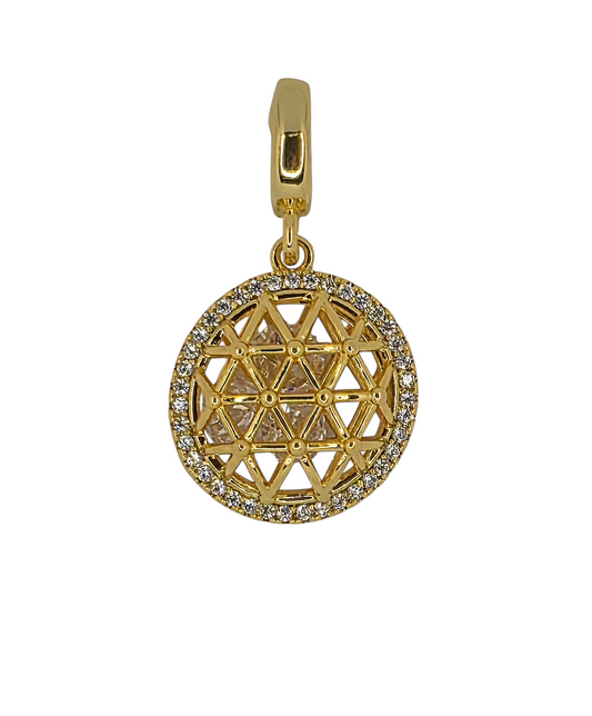 Golden Flower of Life - Pendant Charm in 18k Gold Plating