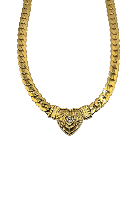 Cuban Heart - Necklace in 18k Gold Plating
