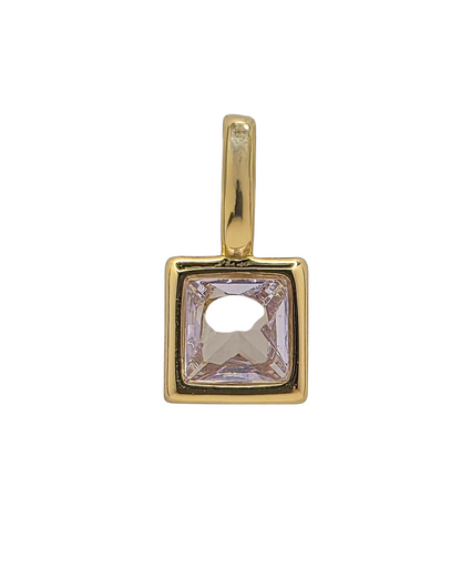 Square Birthstone - June - 18k Gold Plated Pendant Charm