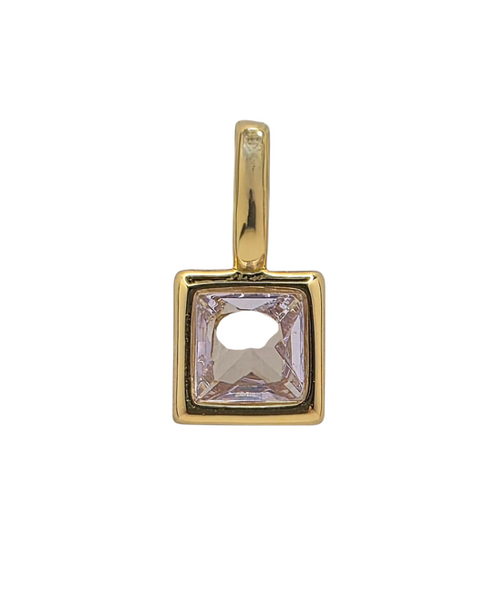 Square Birthstone - June - 18k Gold Plated Pendant Charm
