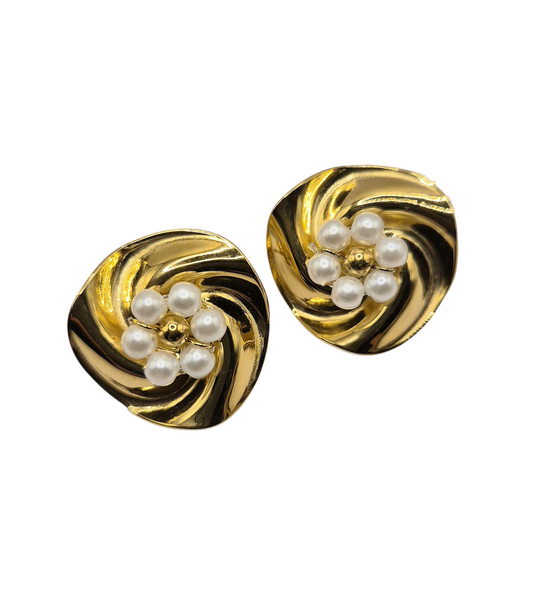Golden Whirlpool - Earrings in Gold Plating