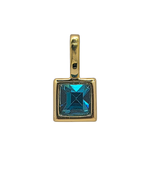 Square Birthstone - December - 18k Gold Plated Pendant Charm