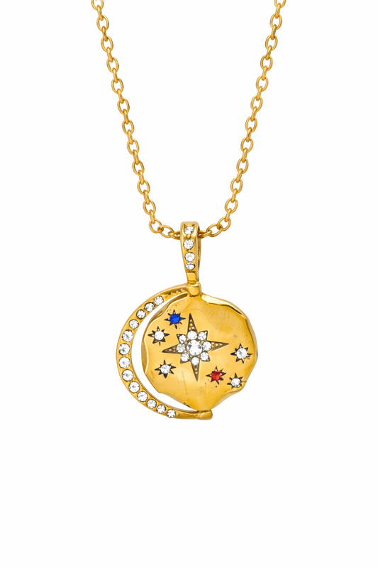 Starlight Crescent Necklace - in 18K Gold Plating