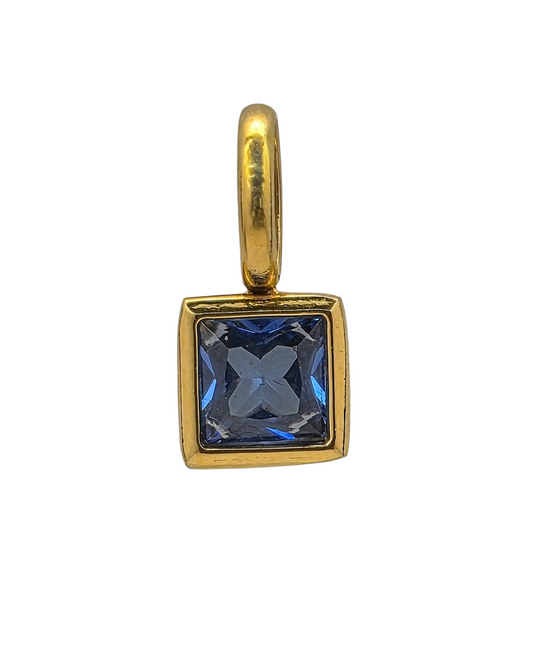 Square Birthstone - September - 18k Gold Plated Pendant Charm
