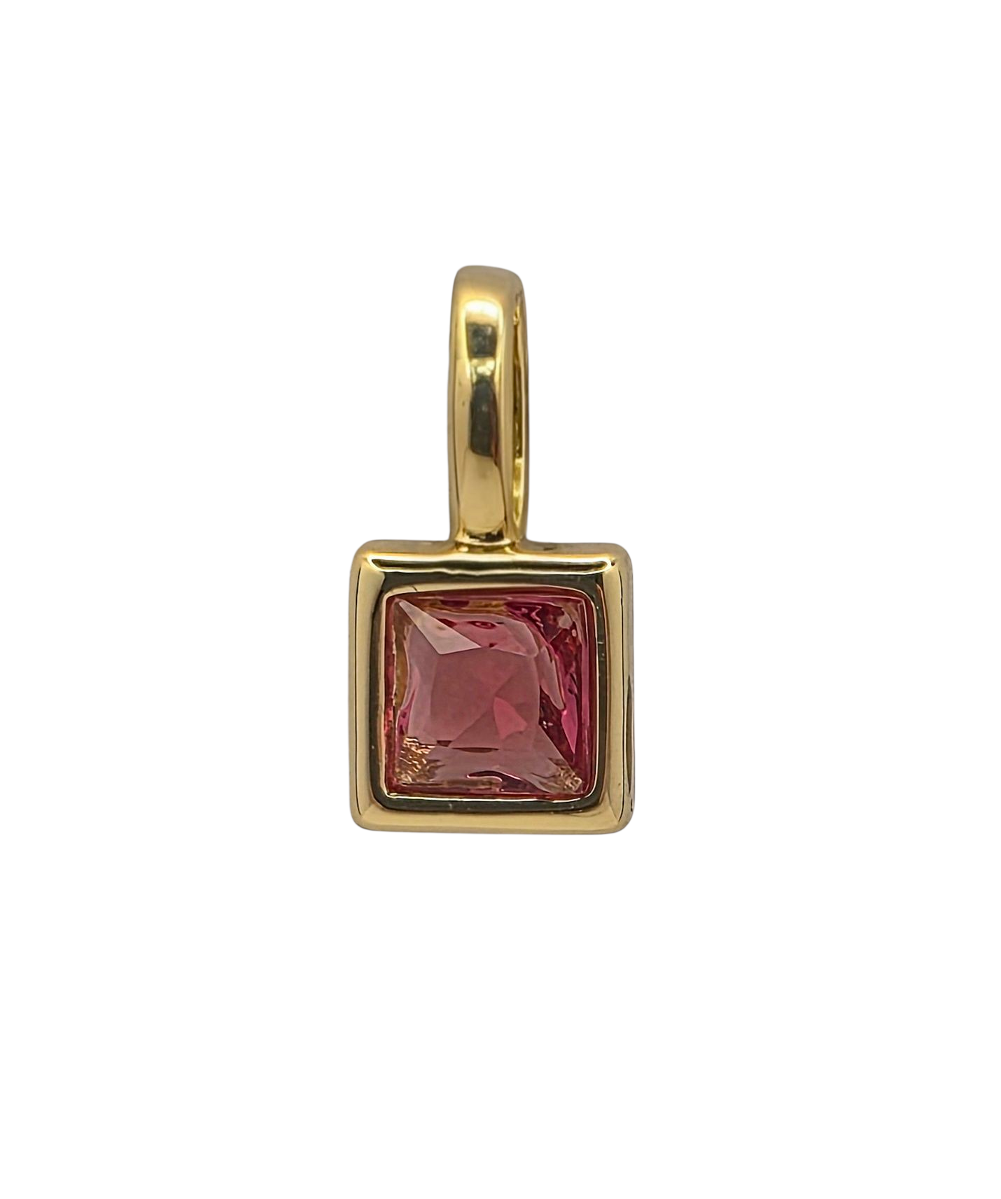 Square Birthstone - July - 18k Gold Plated Pendant Charm