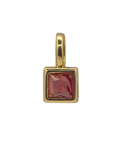 Square Birthstone - July - 18k Gold Plated Pendant Charm