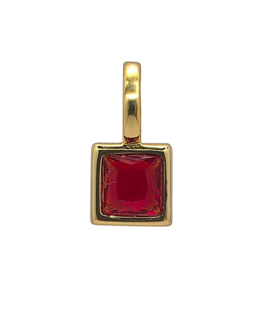 Square Birthstone - January - 18k Gold Plated Pendant Charm