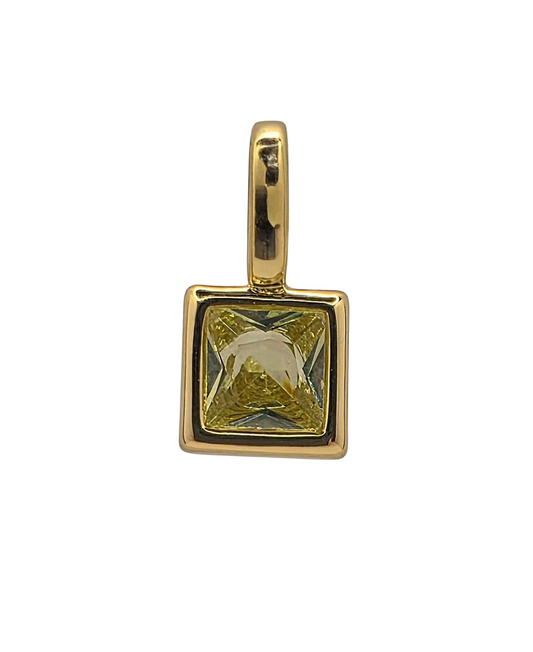 Square Birthstone - November - 18k Gold Plated Pendant Charm