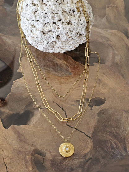 Solar medallion - Necklace in 18k Gold Plating
