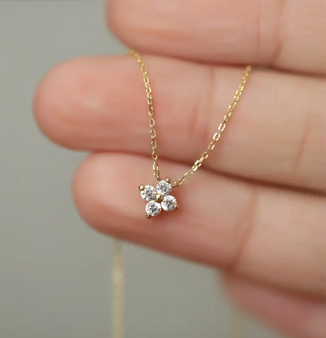 Dewdrop Blossom - Sterling Silver 18k Gold Plating Necklace