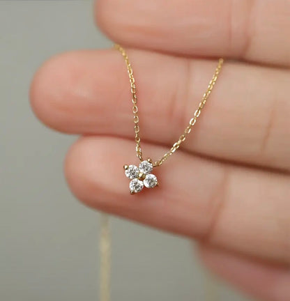 Dewdrop Blossom - Sterling Silver 18k Gold Plating Necklace