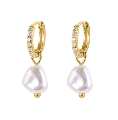 Elegant Pearl - Sterling Silver Earrings in 18k Gold Plating