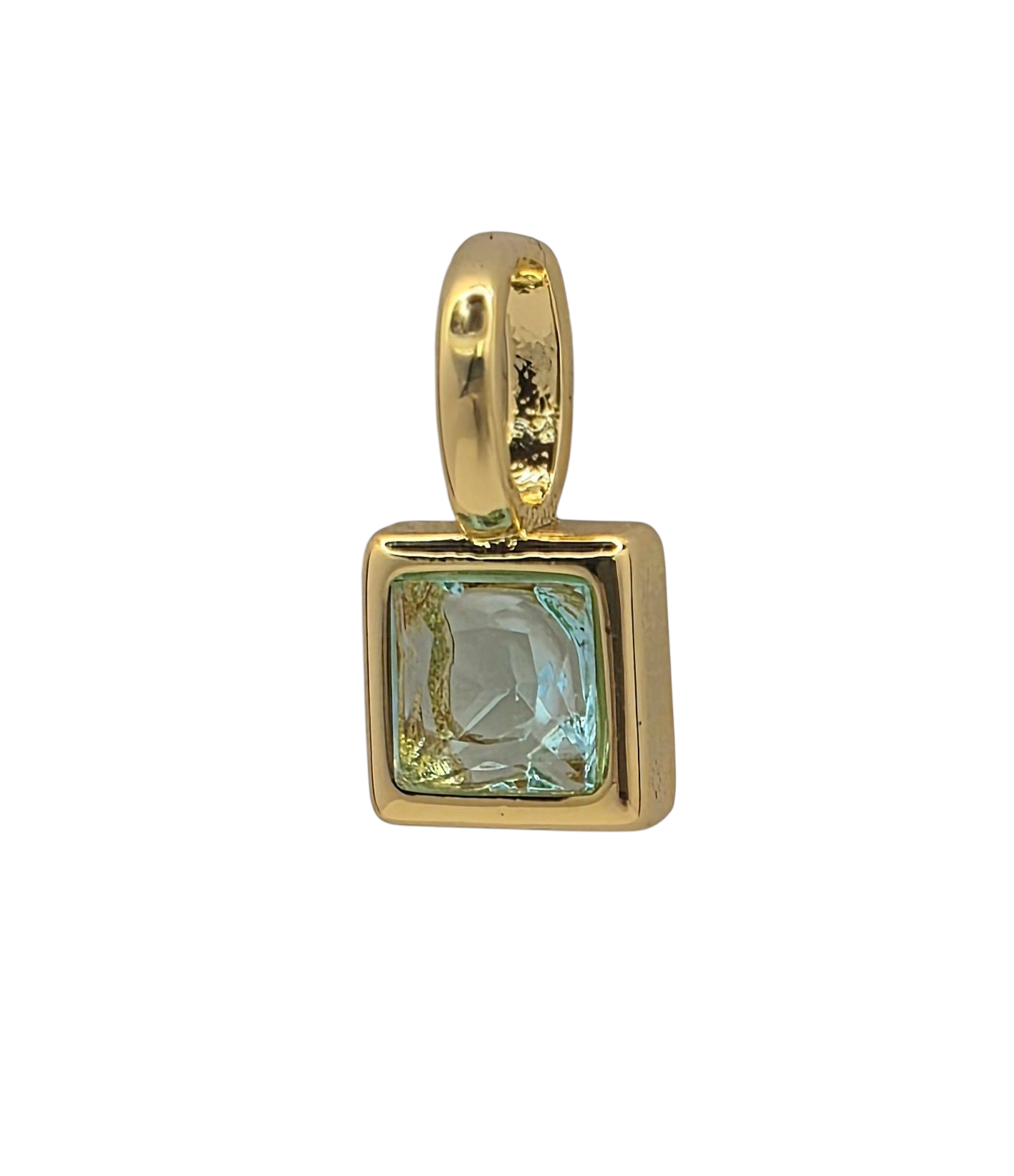 Square Birthstone - March - 18k Gold Plated Pendant Charm