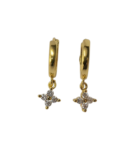 Dewdrop Blossom - Sterling Silver 18k Gold Plating Earrings