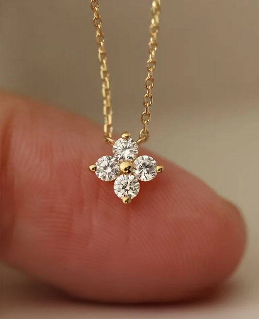 Dewdrop Blossom - Sterling Silver 18k Gold Plating Necklace