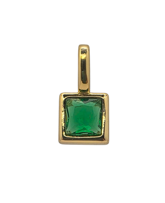 Square Birthstone - May - 18k Gold Plated Pendant Charm