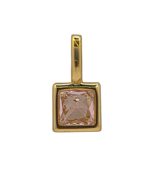 Square Birthstone - October - 18k Gold Plated Pendant Charm