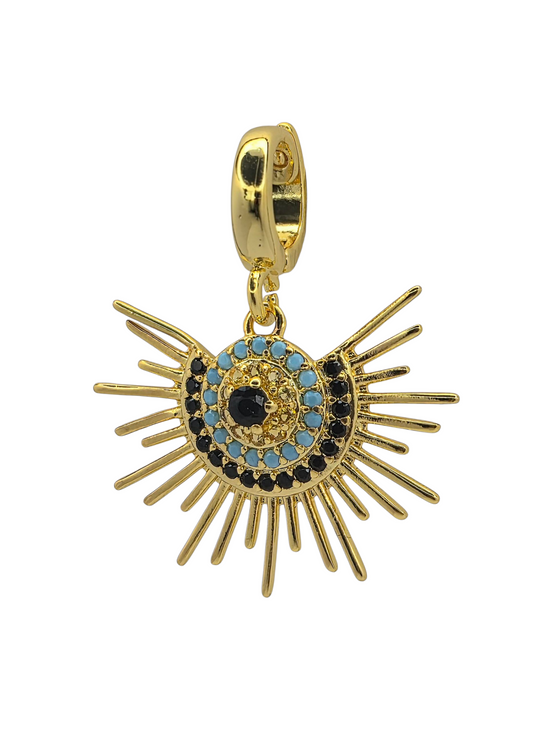 Evil Eye Sunburst - Pendant Charm in 18k Gold Plating